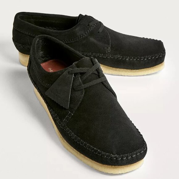 Clarks Originals Weaver Black Suede Leather Shoes SZ 10 - Picture 3 of 11